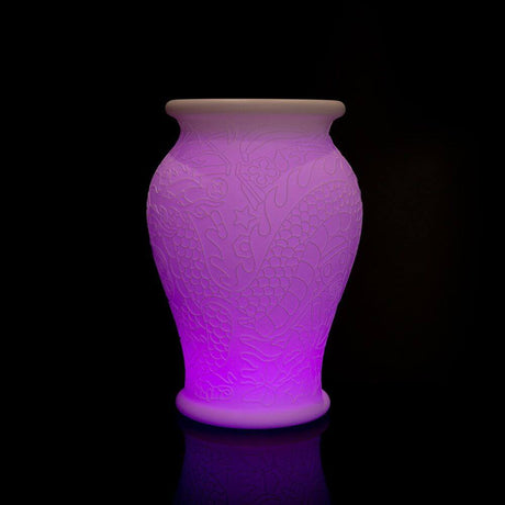 Ming flower pot or stool battery-LED in violet light, vase-shaped, decorative and versatile.