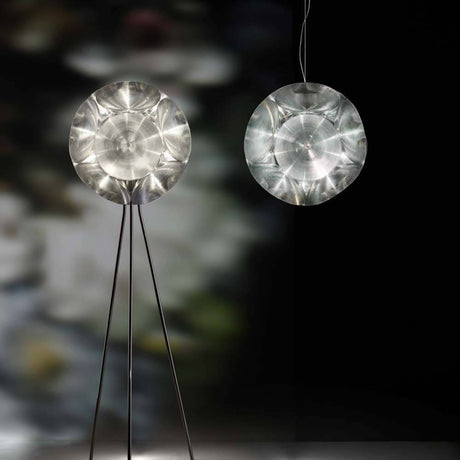 Pitagora floor lamp with dimmer and pendant light, harmonious lighting design in a modern style.