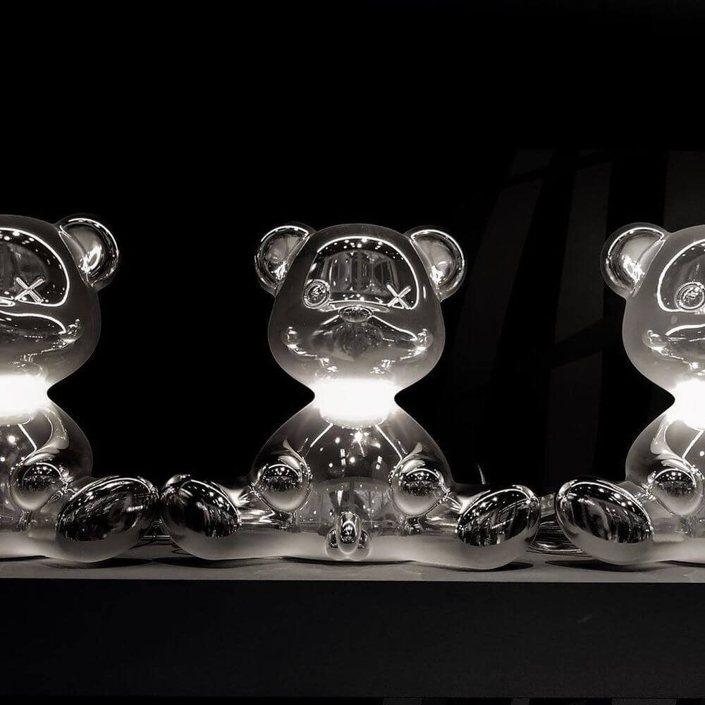 Teddy Boy Metal Tischleuchte in glänzendem Metall, original Teddybär-Lampendesign von Stefano Giovannoni.