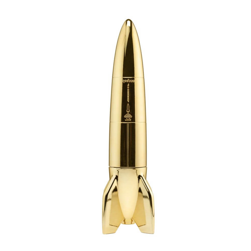 V-2 Schneider Rakete Tischleuchte aus goldfarbenem Metall, inspiriert von der V-2-Rakete