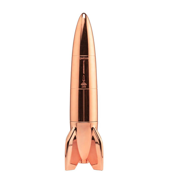 V-2 Schneider Rakete Tischleuchte in Roségold-Design, inspiriert von der V-2-Rakete aus dem Zweiten Weltkrieg.