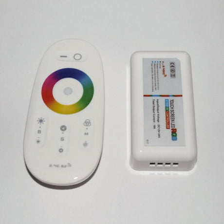RGB Radiocontroller med fjernbetjening 12V-24V op til 24A - radiocontroller og berøringshjul til RGB-LED-Strips