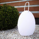 RGB-LED utendørs batterilampe Amande Corde 28 cm med app-styring, elegant mandelform med tauhåndtak.
