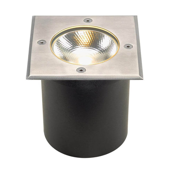ROCCI square recessed floor light stainless steel 316 LED with clear glass cover and COB LED module.