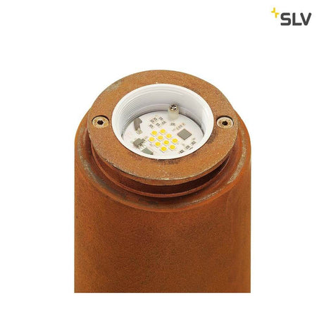 RUSTY 70 LED Round outdoor light rusted iron LED 3000K IP55 | Detail view of the LED light with a rusty surface