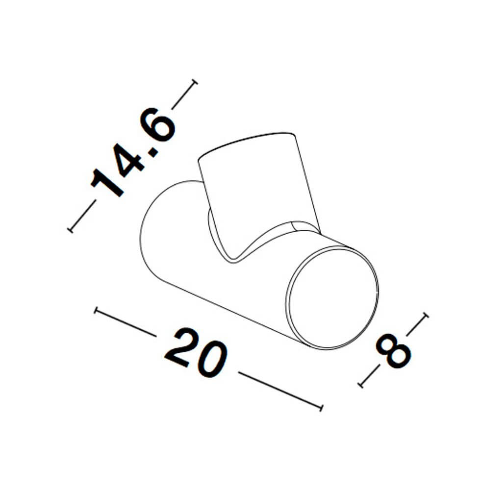 Technische Zeichnung der Ramo Außenwandleuchte Dunkelgrau IP65 mit Maßen 14.6 cm, 20 cm und 8 cm.