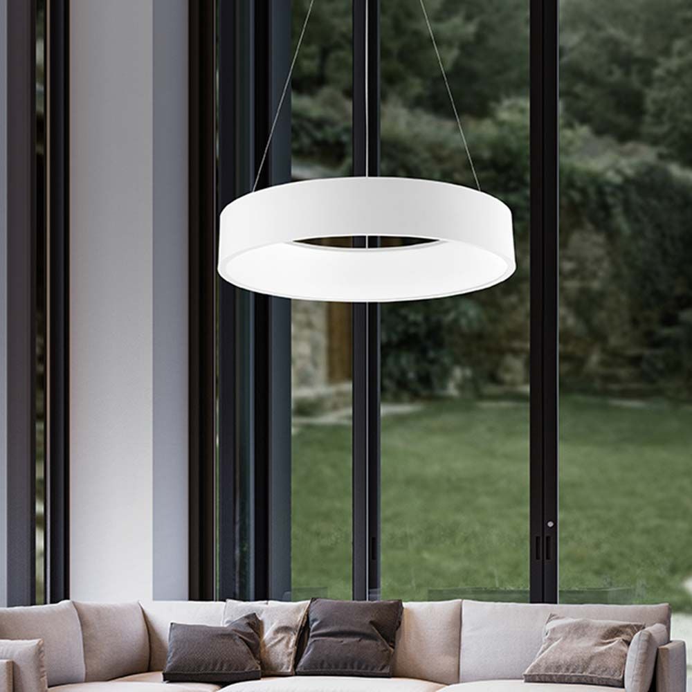 Moderne Rando LED Hängelampe mit minimalistischem Design, ideal für Wohnzimmer und Esstisch.