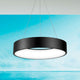LED Hängeleuchte Ø 60cm Rando 2520lm , 3000K Schwarz in modernem Design über blauem Hintergrund.
