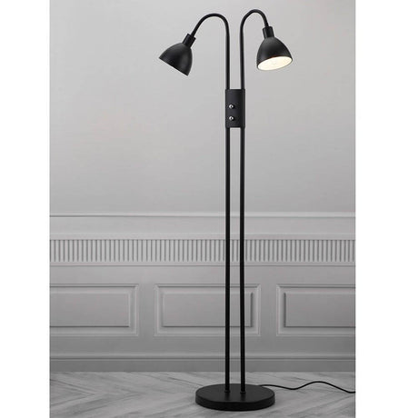 Candeeiro de pé Ray com regulador de intensidade 164 cm Preto - elegante candeeiro de pé com dois reguladores de intensidade e design em metal preto.