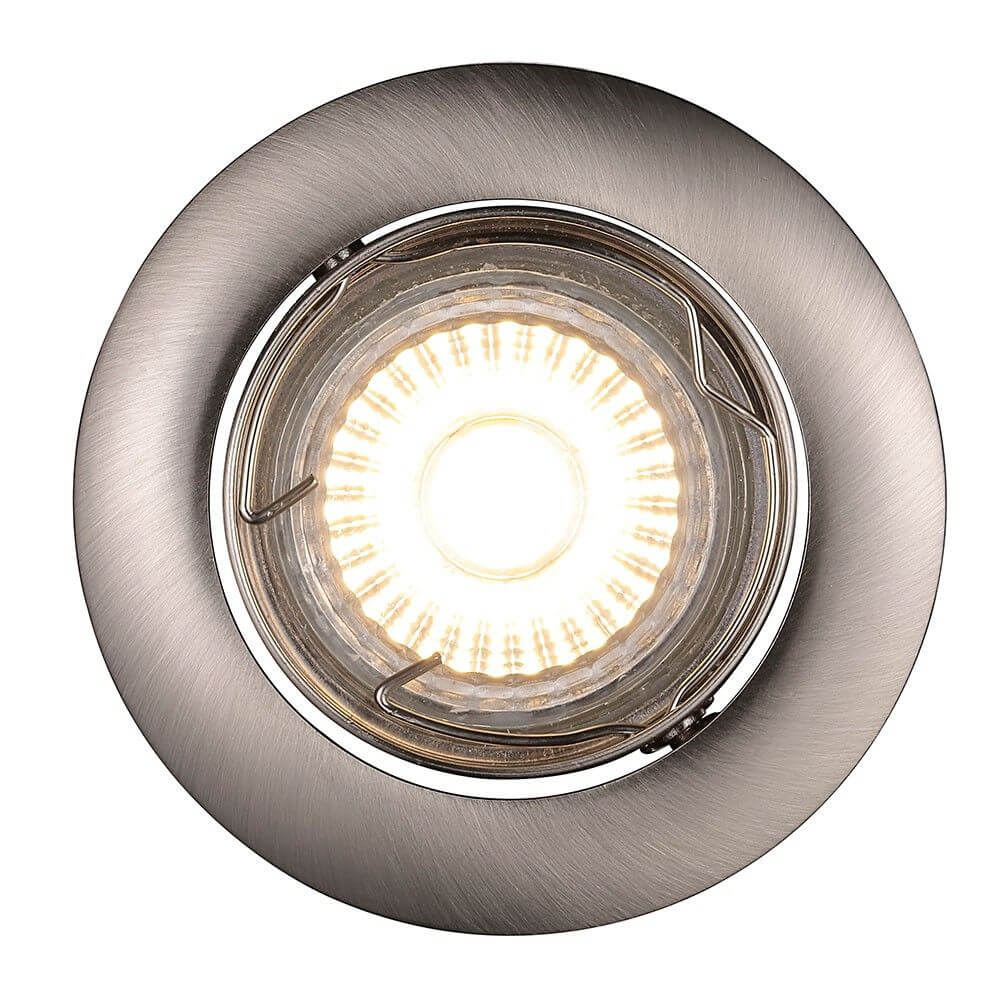 Recess LED Einbaustrahler Stahl-Gebürstet, runder LED-Lichtstrahler mit gebürstetem Stahl-Finish.