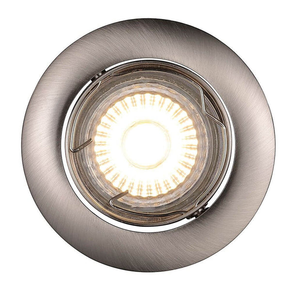Recess LED Einbaustrahler Stahl-Gebürstet, runder LED-Lichtstrahler mit gebürstetem Stahl-Finish.