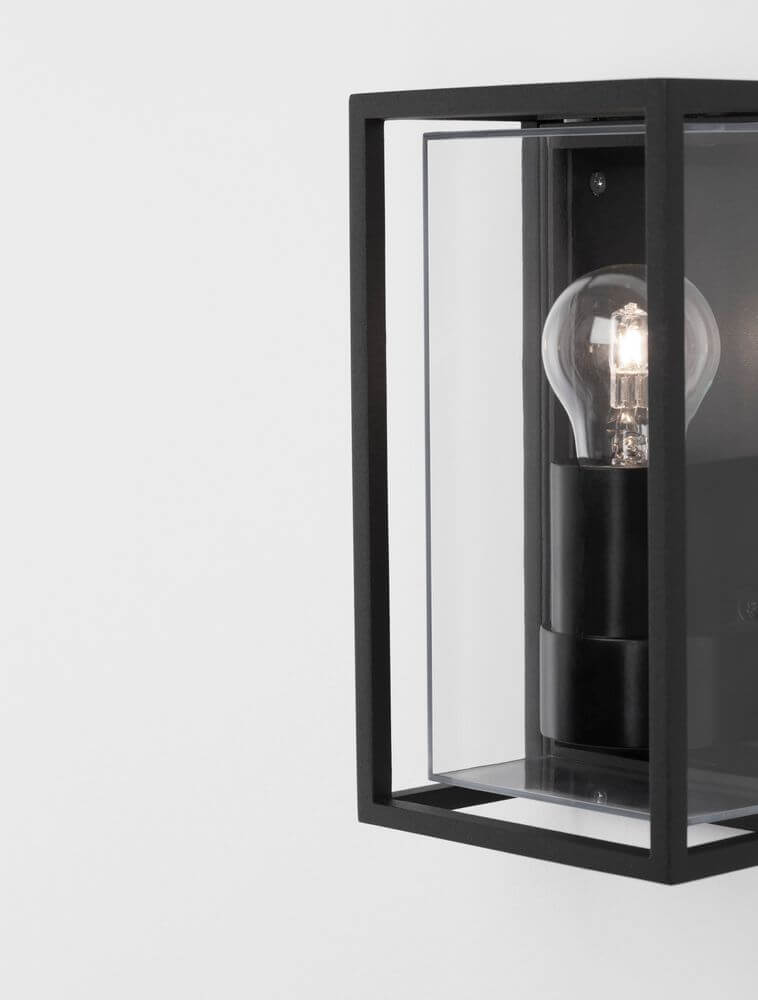 Regina Außenwandleuchte Einfach Verglast E27 Anthrazit IP65 klarer Design mit edlem Aluminium.