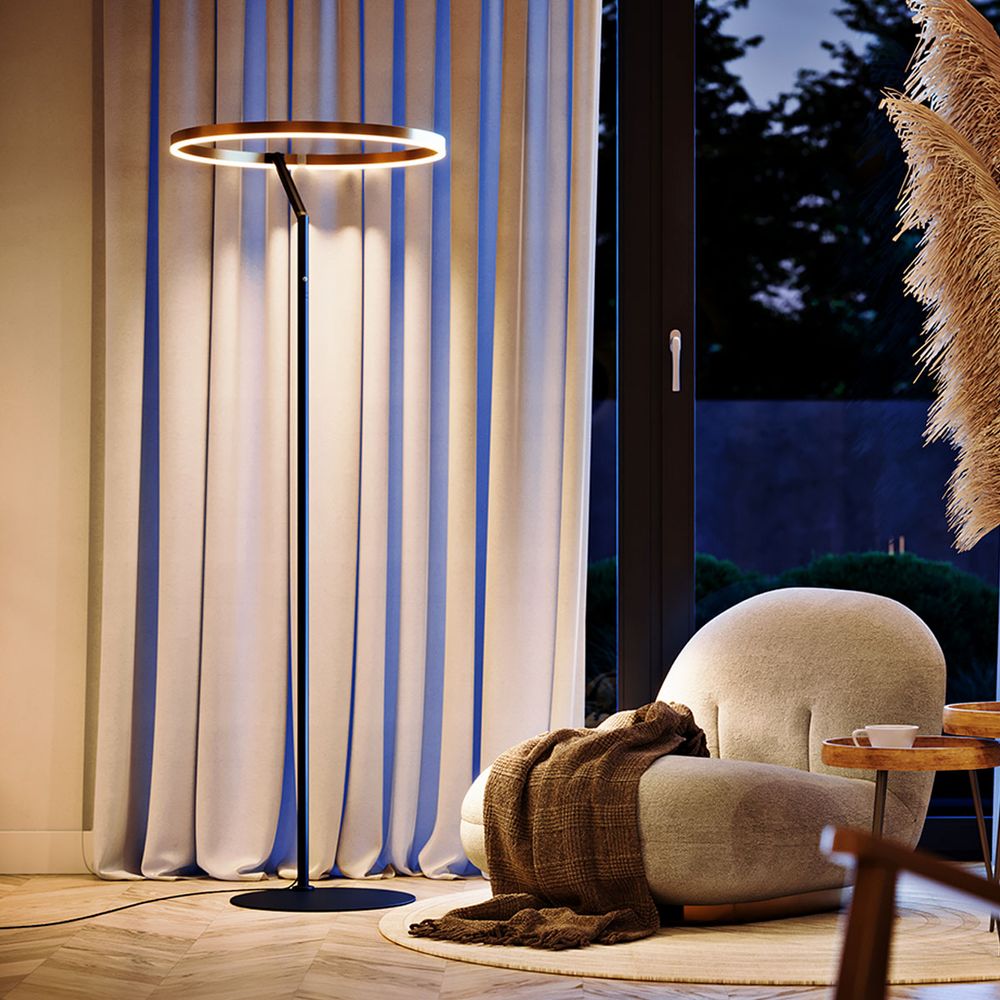 s.luce Ring LED-golvlampa Ø 60cm med touchdimmer