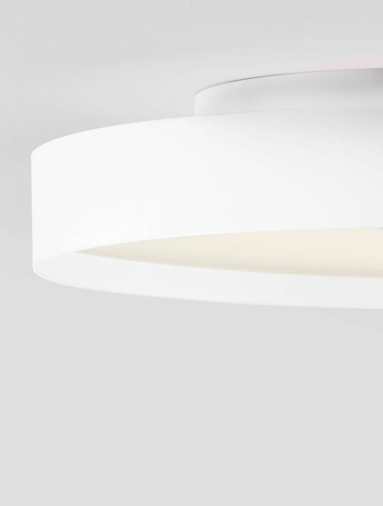 Roi Deckenleuchte Ø 40cm von Nova Luce, dimmbar, weiße Kappe, DIP-Switch für Lichtfarbenwechsel.