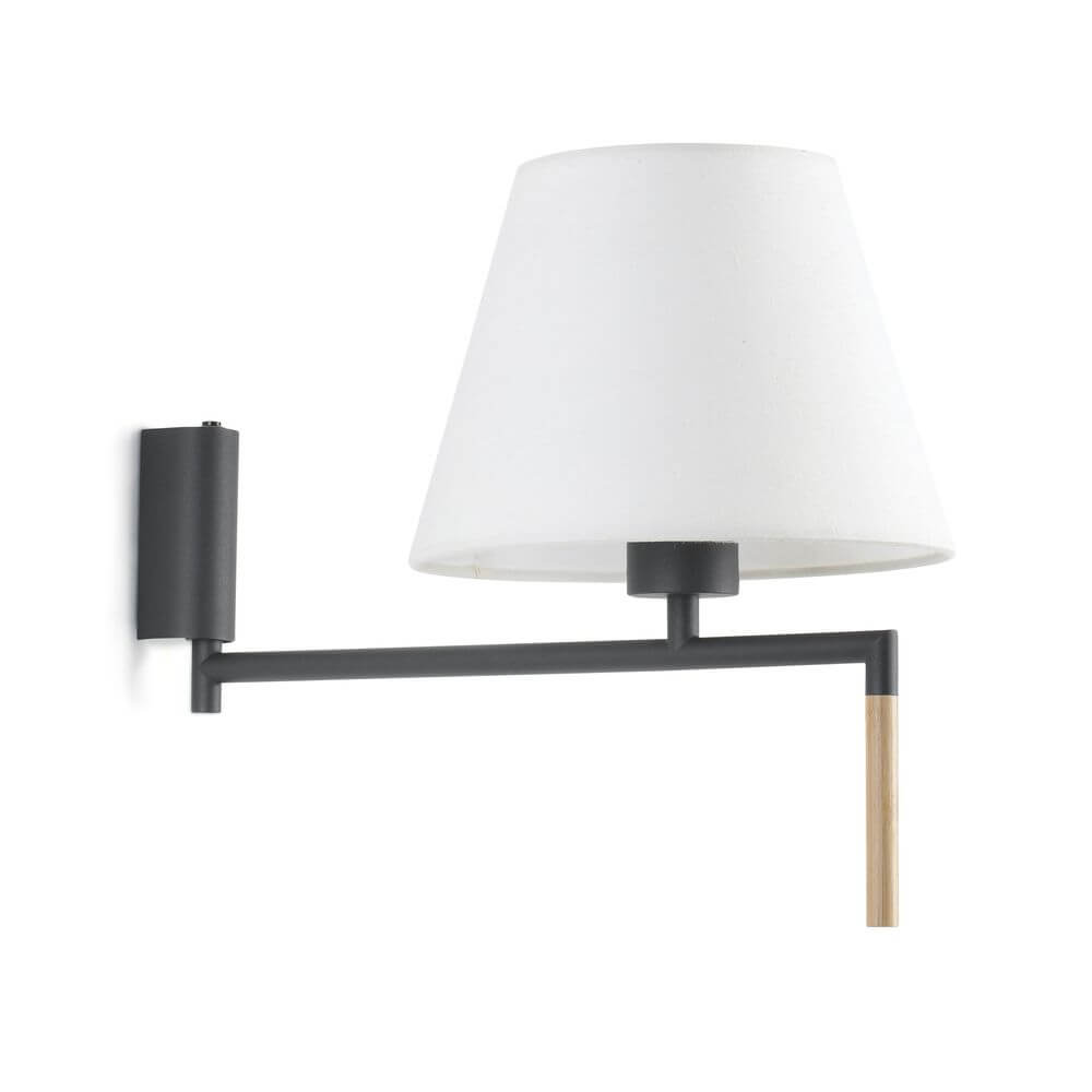 Ron Wandlampe Anthrazit (ohne Schirm) mit beweglichem Arm und E27-Fassung.