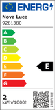 Energieeffizienzlabel für die Rose LED Außentischleuchte 3000K IP54 von Nova Luce, Klasse E.