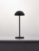 Rose LED Außentischleuchte 3000K IP54 in mattem Schwarz auf einem Tisch, minimalistisches Design.