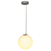 RotoBall 25 Pendelleuchte Weiß E27 max. 24W, kugelförmige Pendelleuchte mit silbergrauem Stahl