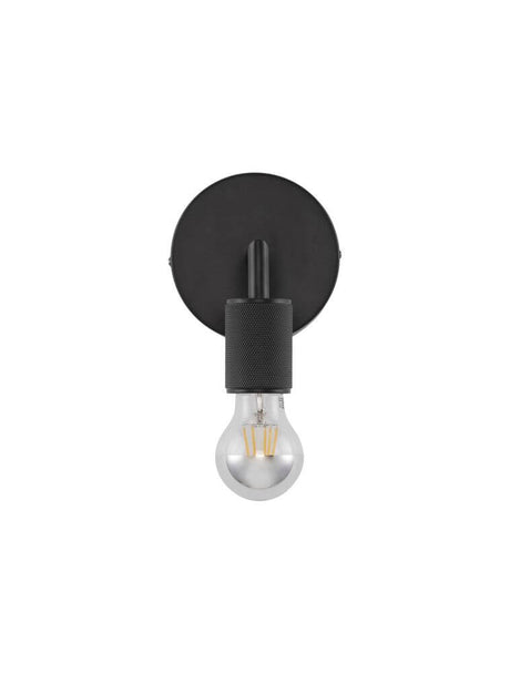 Royal wall light Ø 12cm E27 in modern design with black metal and a clear bulb