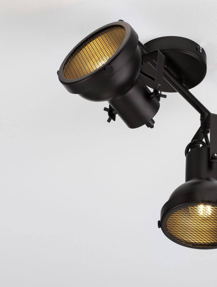 Ruvi Deckenleuchte GU10 2-flammig Schwarz mit schwenkbaren Strahlern in modernem Design