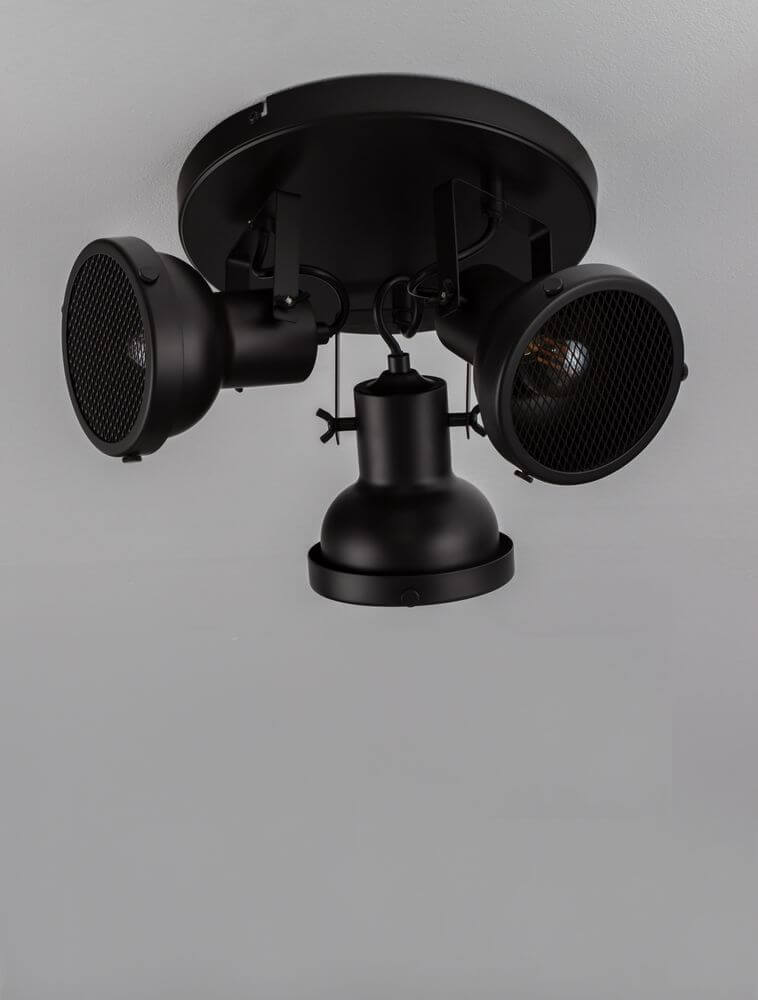 Ruvi Deckenleuchte GU10 3-flammig Ø 24cm Schwarz - moderner Deckenstrahler in mattem Schwarz.