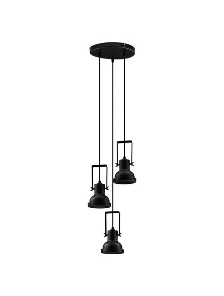 Candeeiro suspenso Ruvi E14 3 luzes Ø 24cm preto