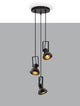 Ruvi Pendelleuchte E14 3-flammig Ø 24cm Schwarz, modernes Design mit drei schwenkbaren Lampen.