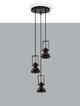 Ruvi Pendelleuchte E14 3-flammig Ø 24cm Schwarz in modernem Design mit drei Lichtquellen.