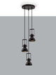 Ruvi Pendelleuchte E14 3-flammig Ø 24cm Schwarz mit modernem Design und drei schwarzen Lampen.
