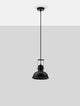 Ruvi Pendelleuchte E27 Ø 22cm Schwarz in modernem Industrial-Design über grauem Hintergrund