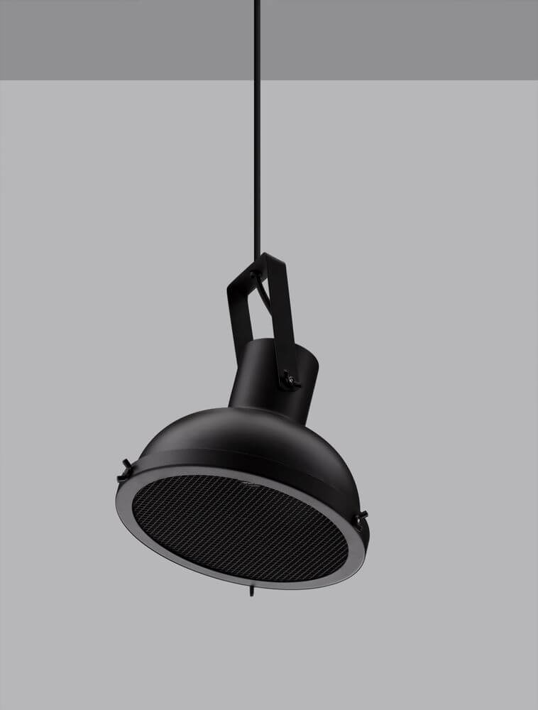 Ruvi Pendelleuchte E27 Ø 22cm Schwarz in mattem Schwarz, ideal für modernes Wohnen und Esszimmer.