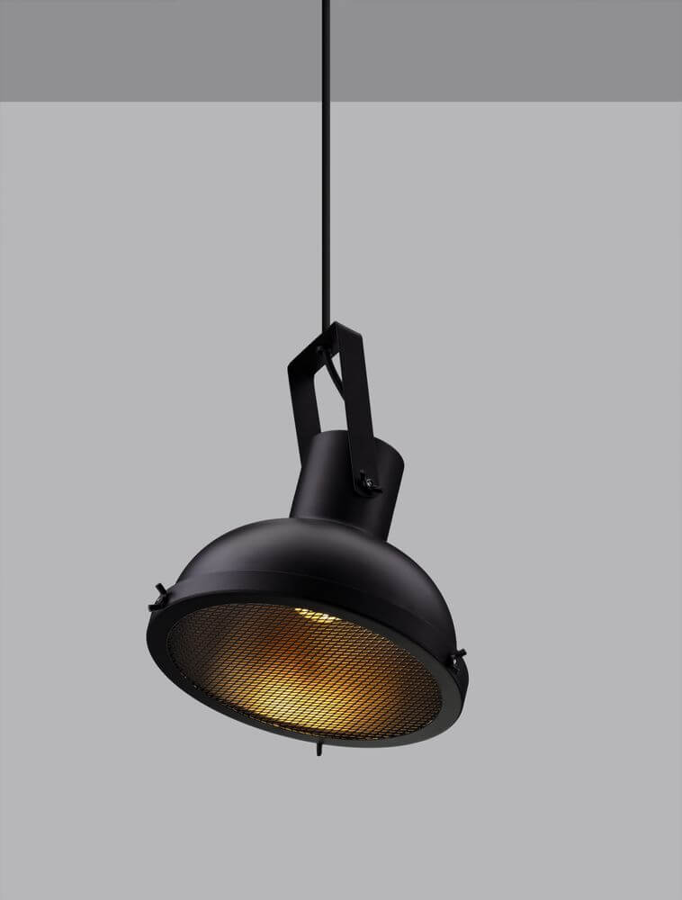 Ruvi Pendelleuchte E27 Ø 22cm Schwarz in modernem Design mit mattem schwarzen Metall.