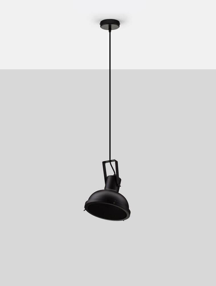 Ruvi Pendelleuchte E27 Ø 22cm Schwarz in mattem Schwarz mit höhenverstellbarer Aufhängung