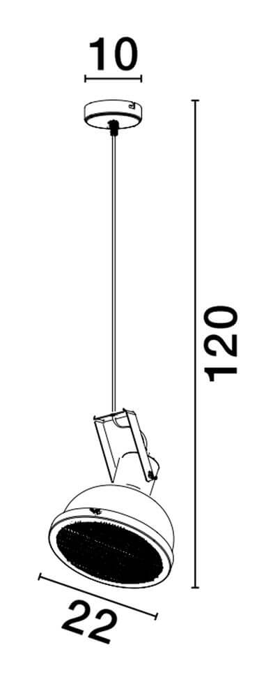 Technische Zeichnung der Ruvi Pendelleuchte E27 Ø 22cm Schwarz mit Abmessungen.