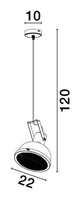 Technische Zeichnung der Ruvi Pendelleuchte E27 Ø 22cm Schwarz mit Abmessungen.