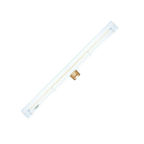 S14d LED Linienleuchte 30cm Extra Warmweiß 2200K Dimmbar Blick auf die LED-Lampe mit Fassung S14d und transparentem Design.