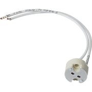Niedervolt Halogenfassung für G4 GX5,3 und GY6,35 mit Anschlussdrähten in der Ansicht.