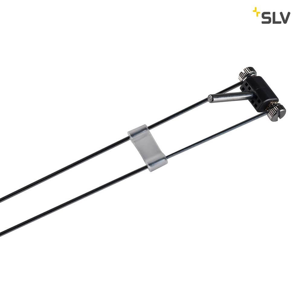 Seilleuchte für Tenseo 12V-Seilsystem QR-C51 Chrom 1 Stück an Stahlseilen, kompatibel mit GX5,3 Fassung.