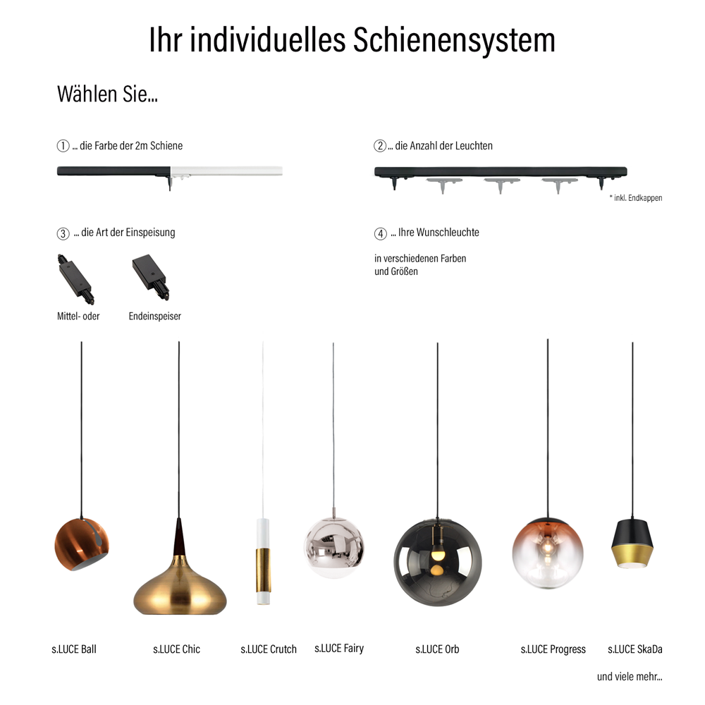 1-phase high-voltage track system for HV pendant lights 2m