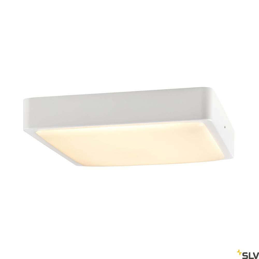 Ainos Square LED Außen Wand- und Deckenleuchte von SLV in weiß, wassergeschützt und modern im Design.