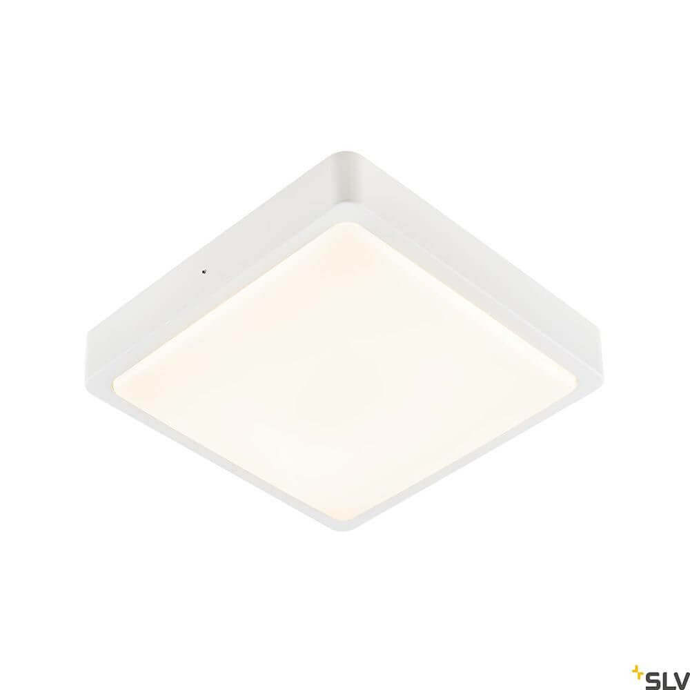 SLV Ainos Square LED Wand- & Deckenleuchte in Weiß, wasserfest und robust für den Außenbereich.