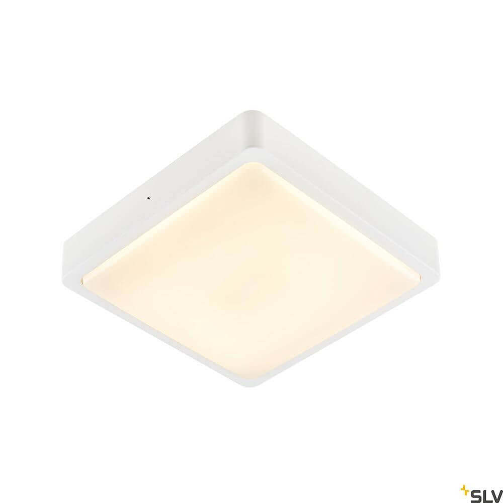 Ainos Square LED Außen Wand- & Deckenleuchte von SLV in Weiß, wassergeschützt und robust für den Außenbereich.