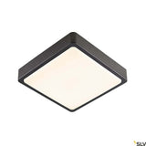 SLV Ainos quadratische LED Außenleuchte in Schwarz, geeignet für Wand- und Deckenmontage, wassergeschützt und modern.