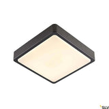 SLV Ainos quadratische LED Außenleuchte in Schwarz, wassergeschützt, ideal für Wand- und Deckenmontage.