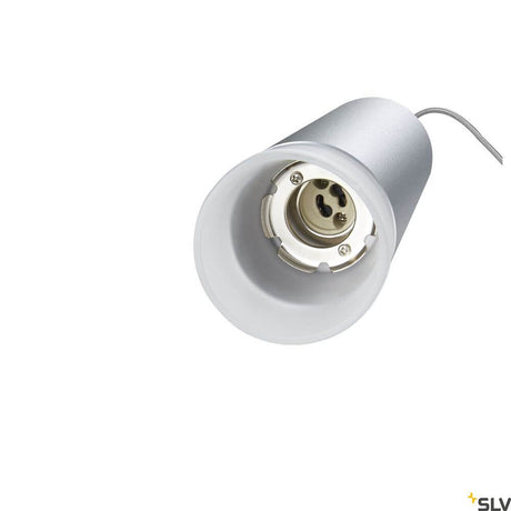 Astina pendant lamp QPAR51 Grey - detailed view of the lamp socket in grey.