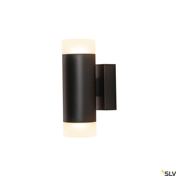 Astina Wandlampe QPAR51 Up & Down Schwarz, schwarze SLV Wandleuchte mit zylindrischer Form und Lichtaustritt oben und unten