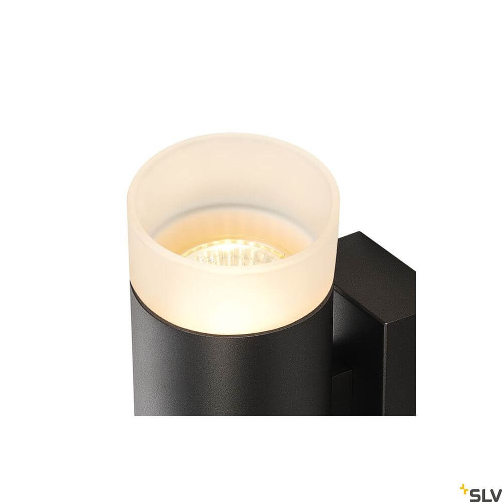 Astina Wandlampe QPAR51 Up & Down Schwarz mit modernem Design und warmem Licht.