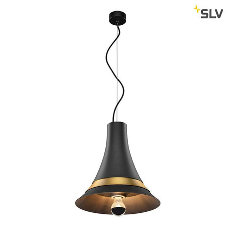 Bato 35 Pendelleuchte Schwarz, Messing – moderne Pendelleuchte von SLV mit goldener Akzentleiste