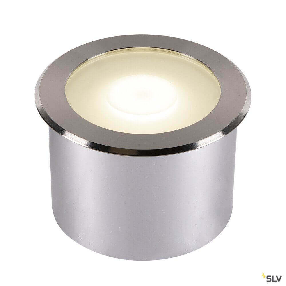 Hochvolt Bodeneinbauleuchte DASAR FLAT 120 EL aus Edelstahl für Outdoor mit GU10 Fassung von SLV.