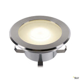 Dasar Flat 120 LED Bodeneinbauleuchte in Edelstahl, ideal für Outdoor, dreh- und schwenkbare GU10-Fassung.